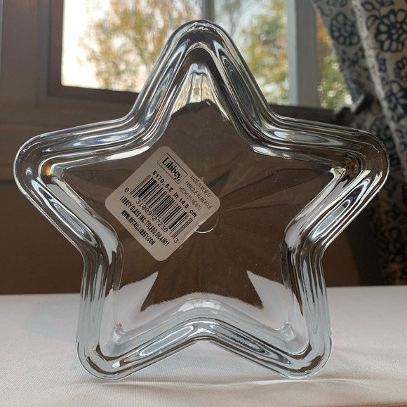 Libbey 6" Star-Shaped Clear Heavy Glass Dish Snack Trinket Bowl Decor NEW - Picture 4 of 8